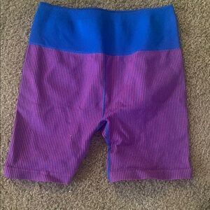 Blue and Pink Striped Biker Shorts